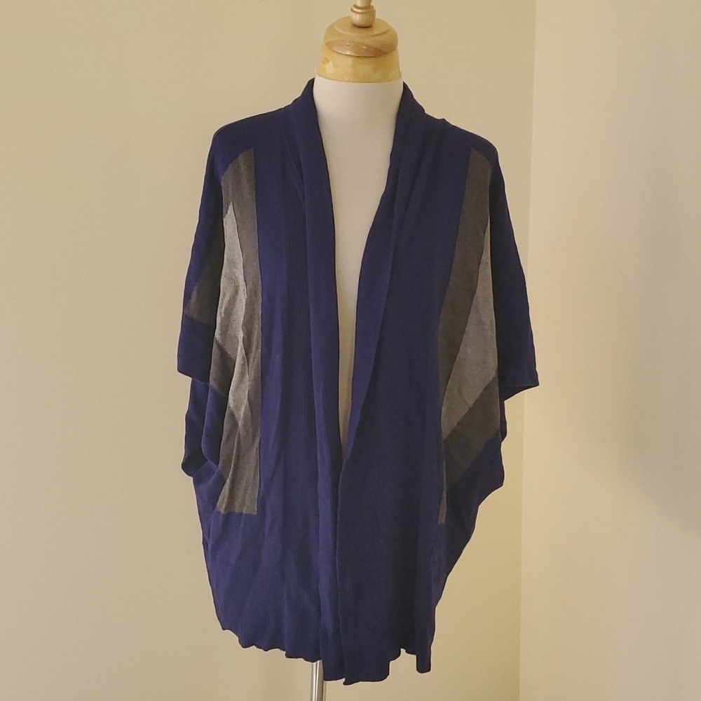 Talbots large blue/grey combo ribbed duster/ cardigan.